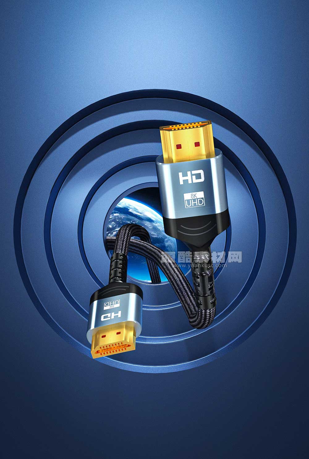 HDMI高清线C4D渲染工程HDMI线模型