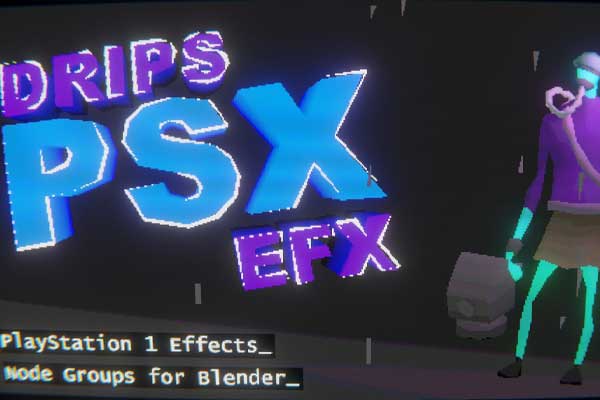 Blender经典PlayStation 1游戏画面风格节点预设 Drips Psx Efx – Playstation 1 Effects V1.4