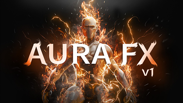 人形闪电火焰能量包裹光环特效Blender资产预设 Realtime Aura Fx Pack V1