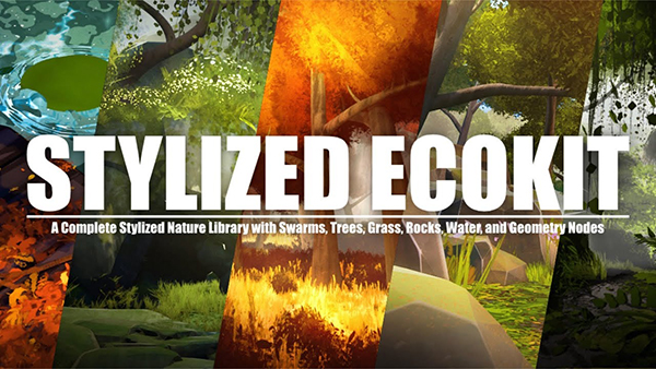 风格化自然植被岩石水体飞行生物Blender模型资产预设 Flora Assets: Stylized Nature Pack – Ecokit