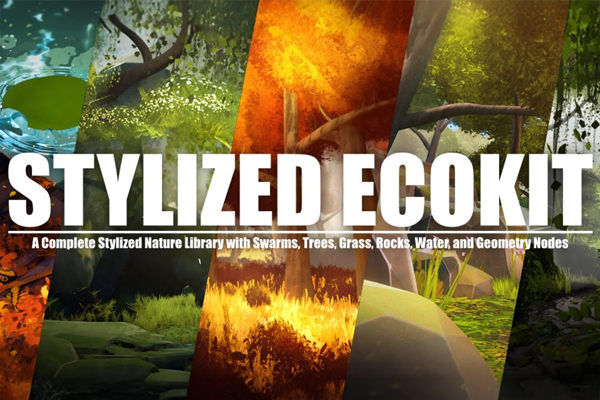 风格化自然植被岩石水体飞行生物Blender模型资产预设 Flora Assets: Stylized Nature Pack – Ecokit