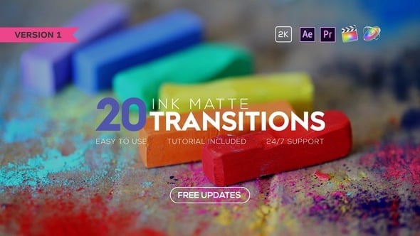 FCPX20组彩色水墨遮罩转场特效插件+视频素材 2K INK Color Transitions