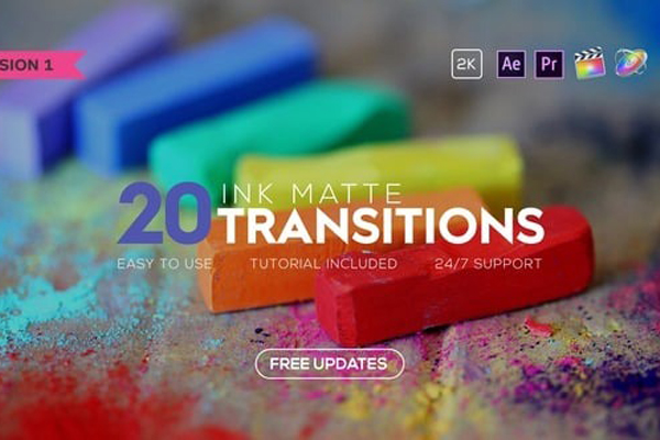 FCPX20组彩色水墨遮罩转场特效插件+视频素材 2K INK Color Transitions