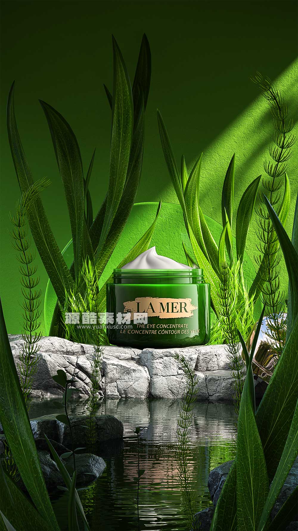 C4D海蓝之谜面霜膏体美妆盎然生机场景OC渲染工程美妆护肤品C4D模型下载