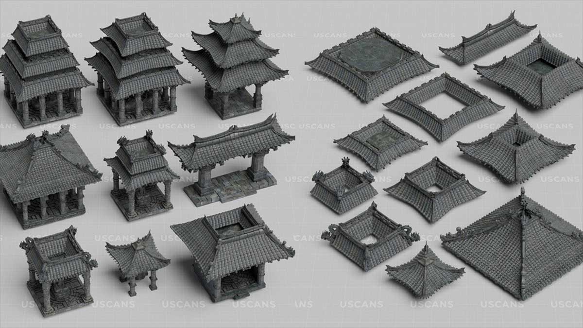 风之神殿雪山寺庙场景3D模型资产下载(Blender) Wind Temple