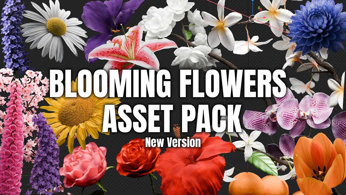 花朵开花动画模型Blender资产预设 Blooming Flowers V4.1