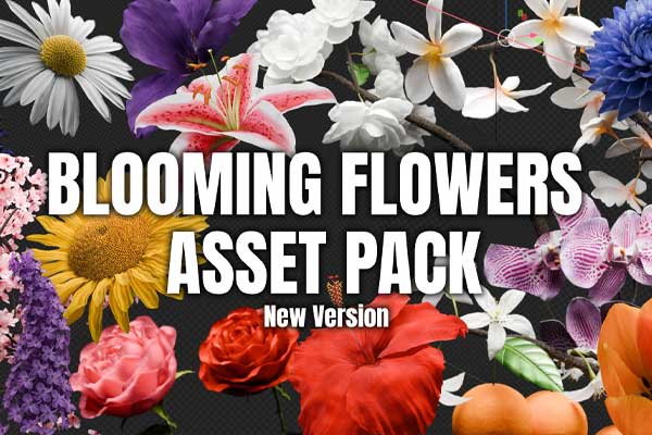 花朵开花动画模型Blender资产预设 Blooming Flowers V4.1