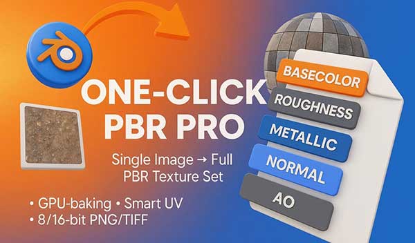 一键转换生成PBR材质Blender插件 One-Click PBR Pro V0.8.1