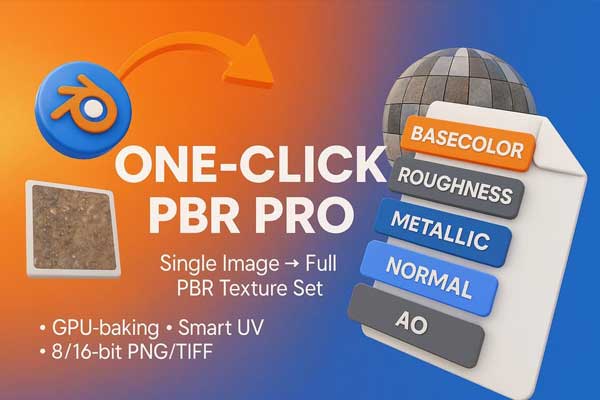 一键转换生成PBR材质Blender插件 One-Click PBR Pro V0.8.1