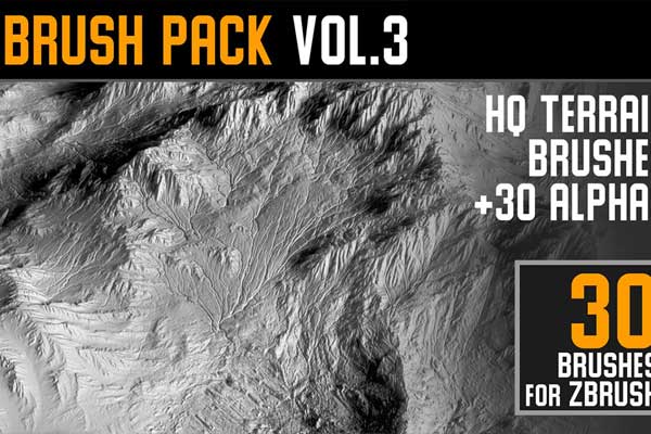 30个山脉地形Zbrush雕刻笔刷资源下载