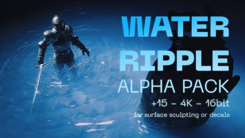 15张4K水波纹纹理贴图水面贴图纹理素材下载 Water Ripple Alphas