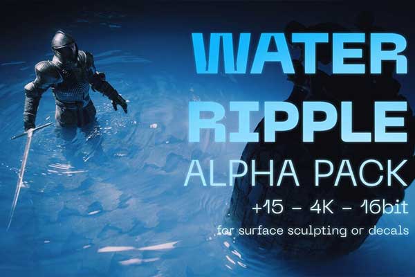 15张4K水波纹纹理贴图水面贴图纹理素材下载 Water Ripple Alphas
