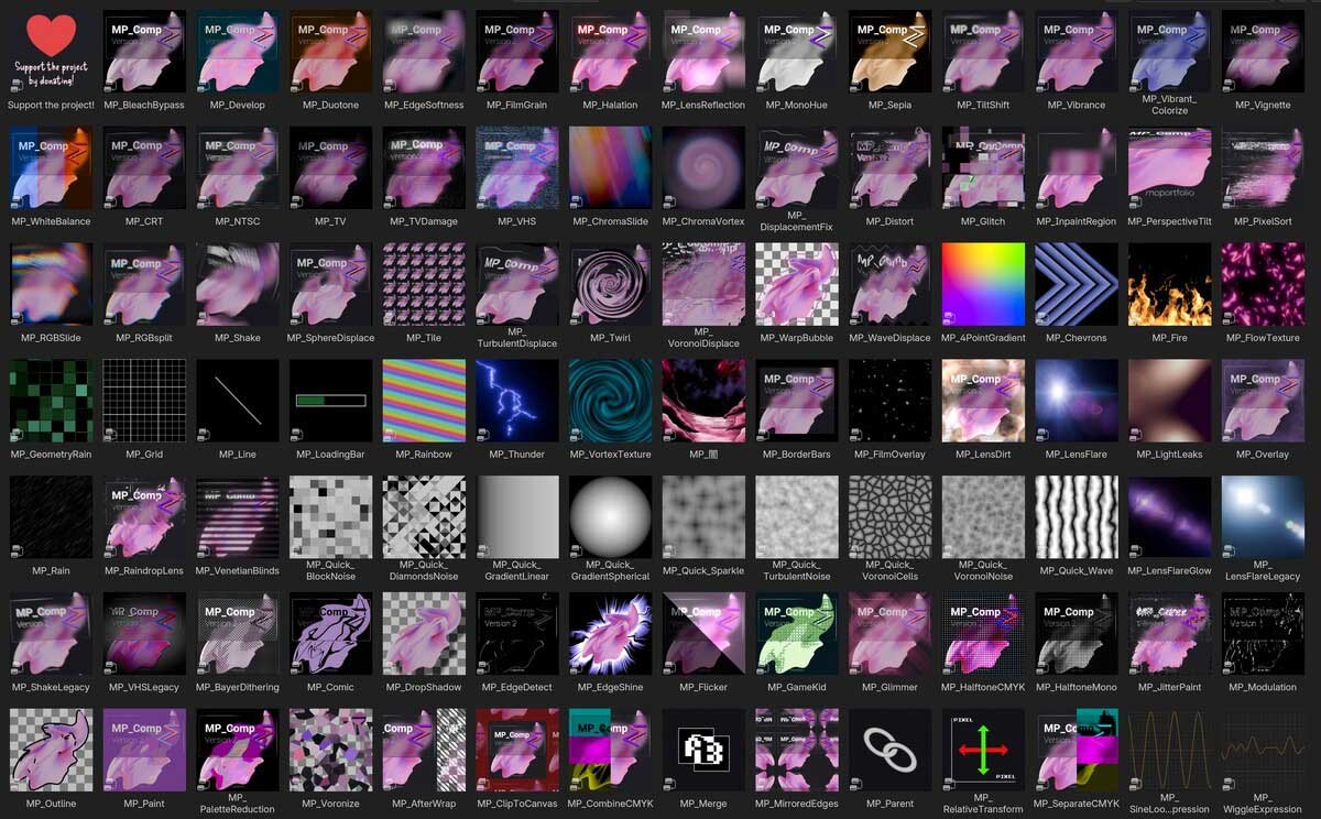 40+高质量实时特效合成Blender调色工具 MP_Comp v2.1.1