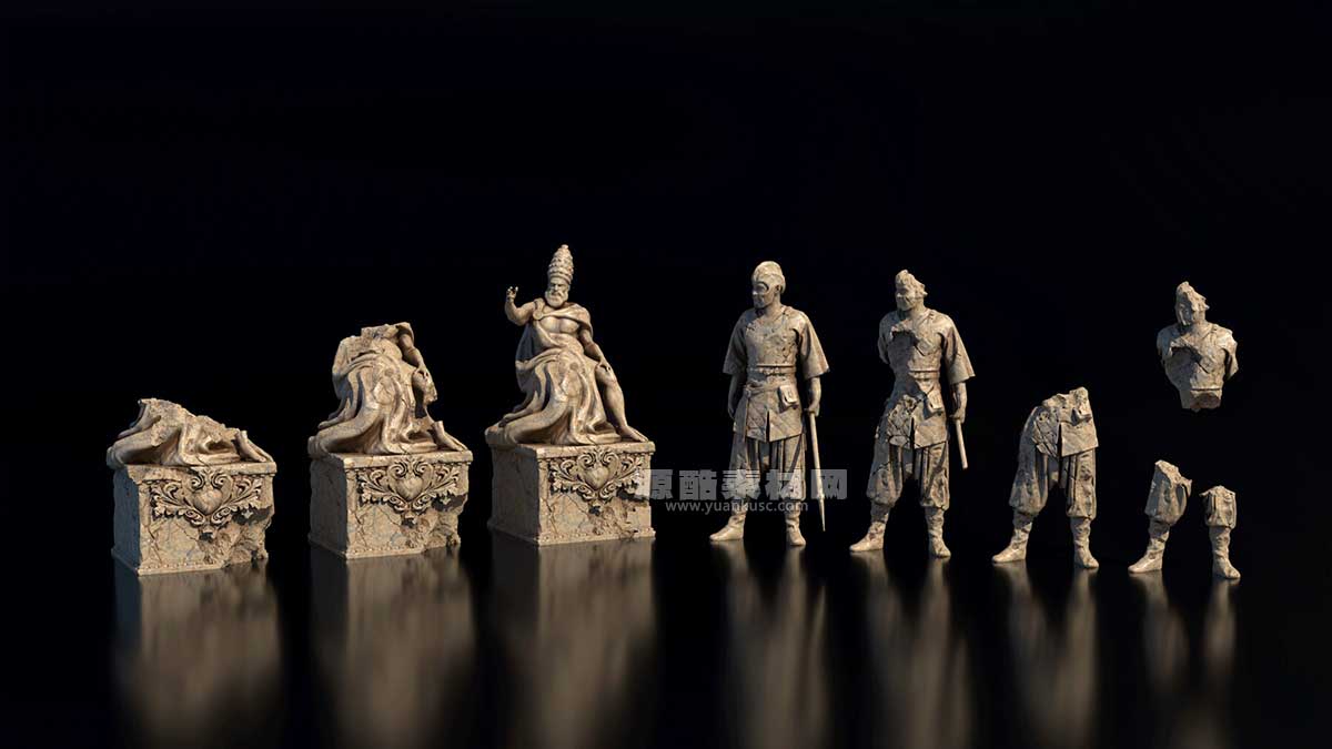 古罗马石头拱门人物雕像雕塑3D模型下载(Blender) Echoes of Empire – Ancient Rome-Inspired Kitbash Set