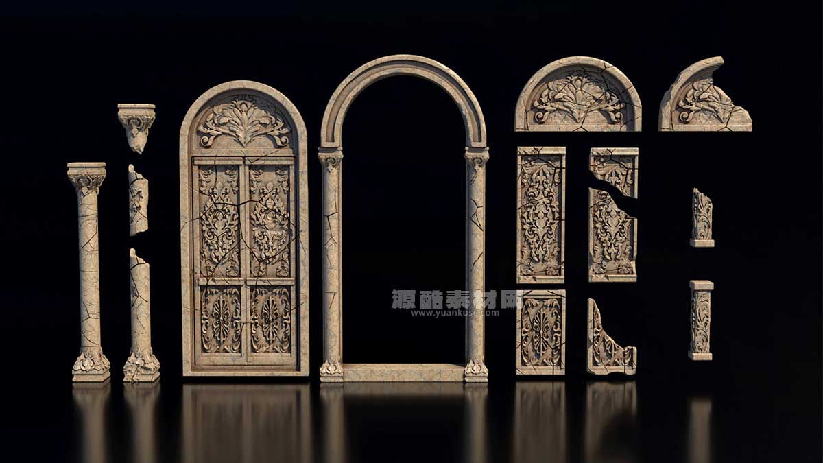 古罗马石头拱门人物雕像雕塑3D模型下载(Blender) Echoes of Empire – Ancient Rome-Inspired Kitbash Set