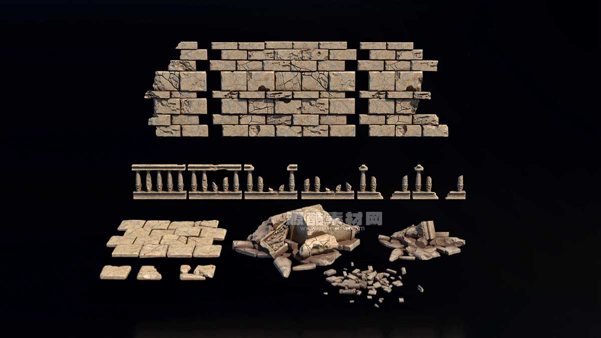 古罗马石头拱门人物雕像雕塑3D模型下载(Blender) Echoes of Empire – Ancient Rome-Inspired Kitbash Set