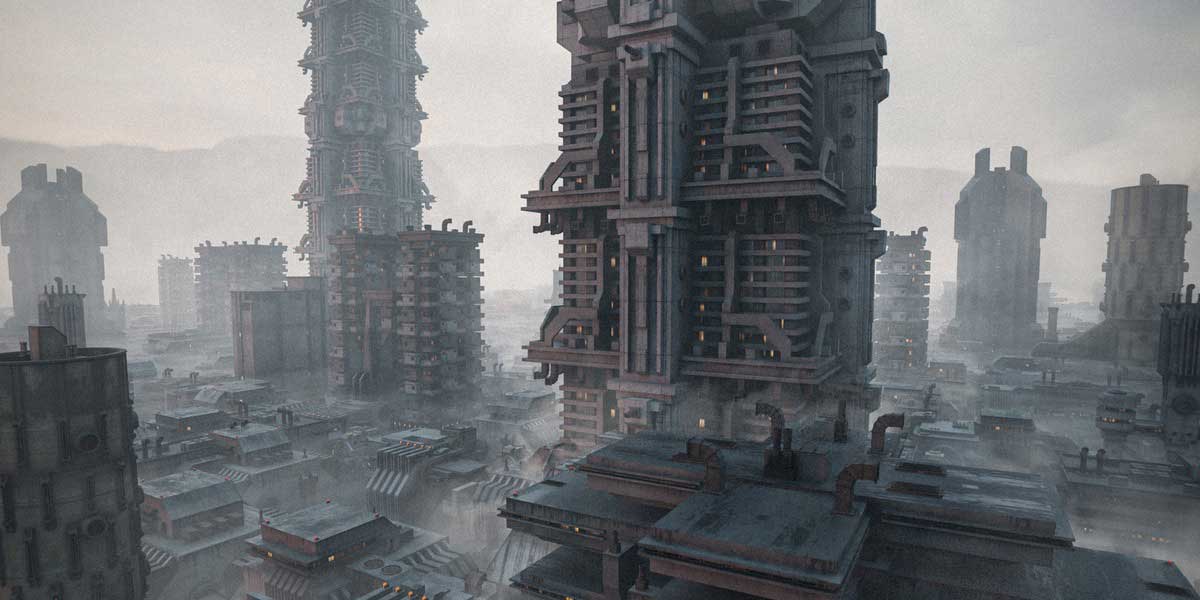 野兽派科幻反乌托邦建筑3D模型资产(Blender) Dystopian Blocks – Brutalist Structures Kitbash Buildings