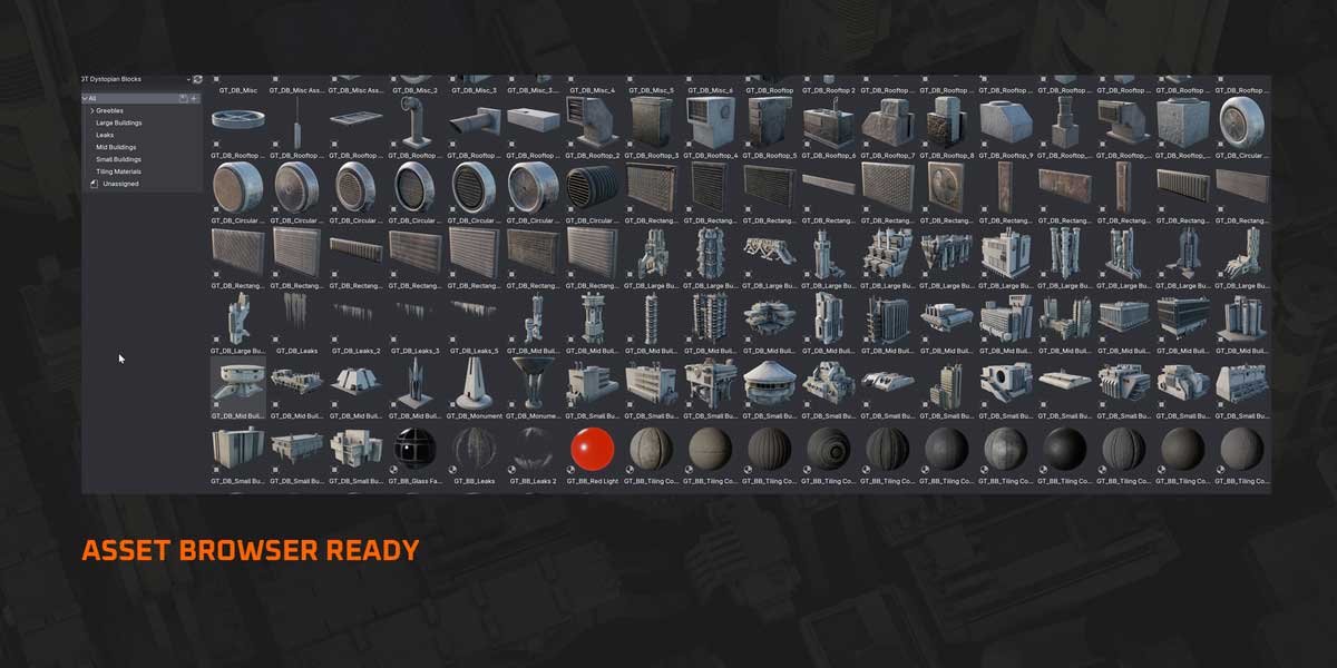 野兽派科幻反乌托邦建筑3D模型资产(Blender) Dystopian Blocks – Brutalist Structures Kitbash Buildings