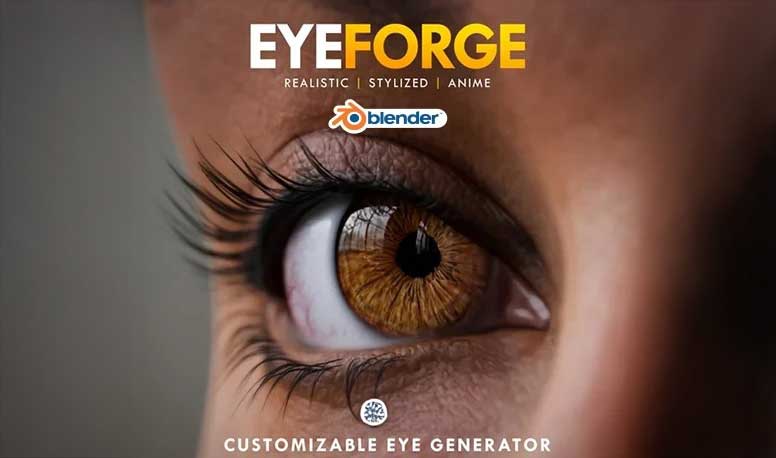 Blender眼球瞳孔模型生成插件 EyeForge V1.80 (Ultimate Eye Generator Addon for Blender)