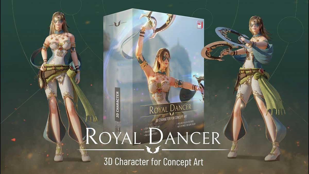 皇家舞者人物角色3D模型下载(Blender,FBX) Royal Dancer – 3D Character for Concept Art