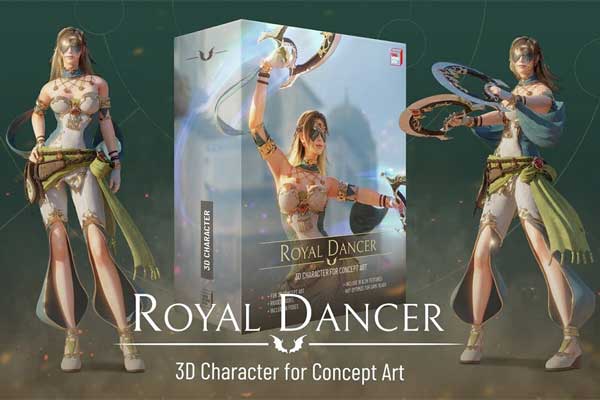 皇家舞者人物角色3D模型下载(Blender,FBX) Royal Dancer – 3D Character for Concept Art