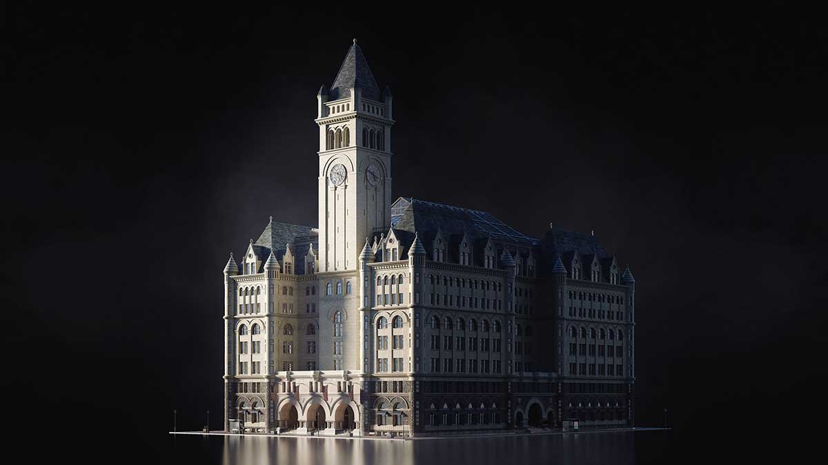 华盛顿特区白宫国会大厦最高法院等建筑3D模型资产下载(Blender) KitBash3D – Washington, D.C.