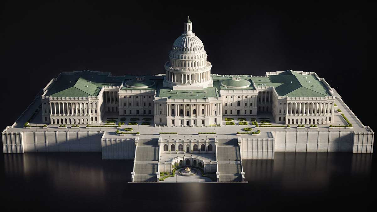 华盛顿特区白宫国会大厦最高法院等建筑3D模型资产下载(Blender) KitBash3D – Washington, D.C.