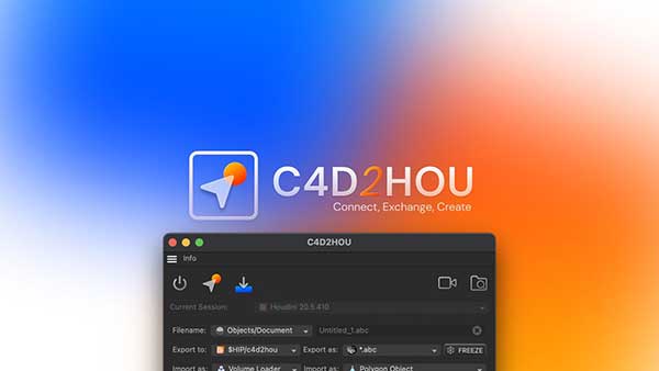 C4D与Houdini桥接插件下载 Aescripts C4D2HOU V1.04