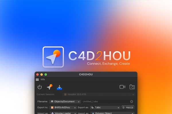 C4D与Houdini桥接插件下载 Aescripts C4D2HOU V1.04
