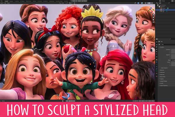 Blender卡通风格人物头部雕刻建模材质UV绑定视频教程(中英字幕) How to Sculpt a Stylized Head in Blender