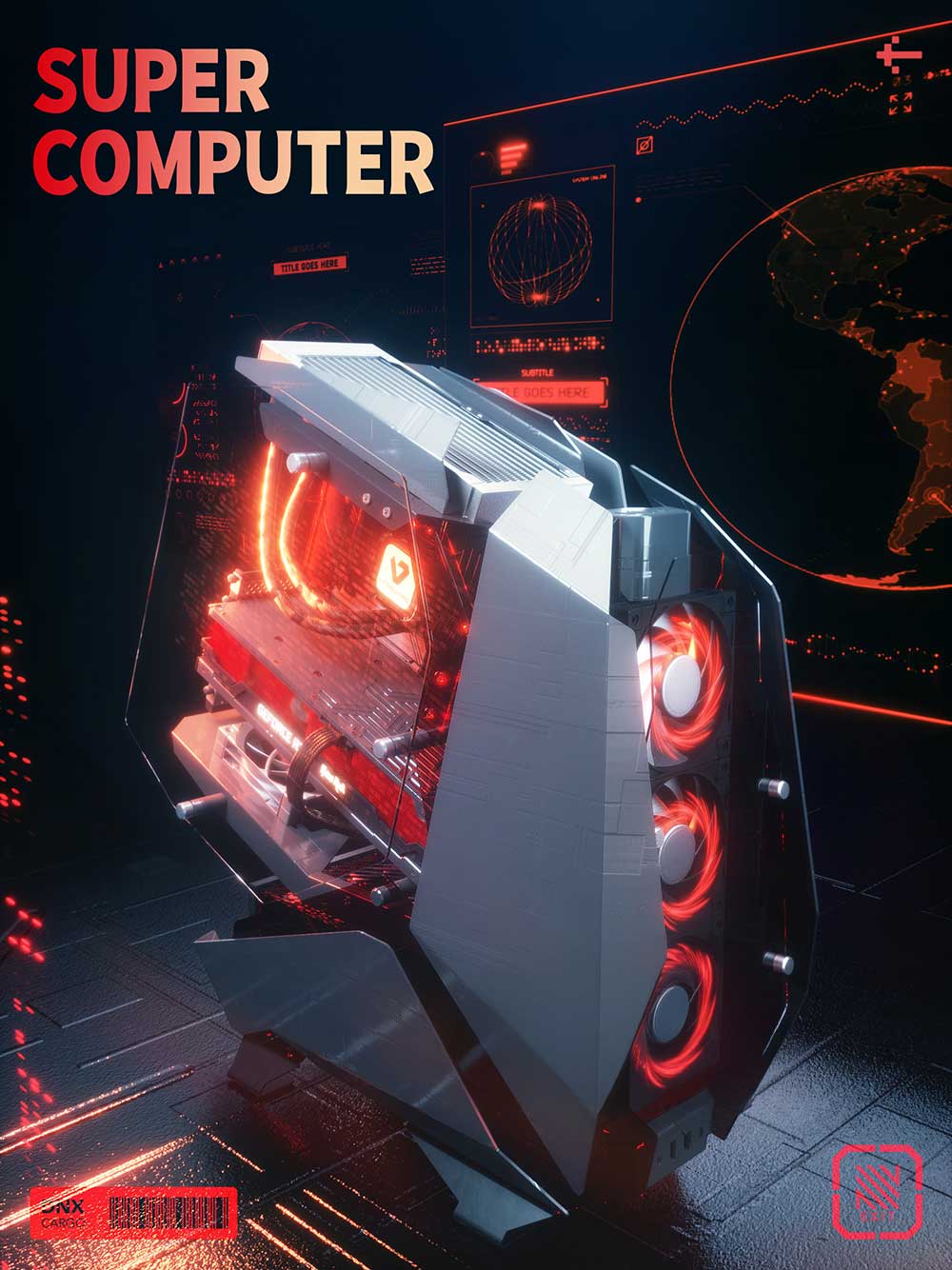 C4D电脑机箱3C产品场景渲染工程电脑机箱C4D模型下载