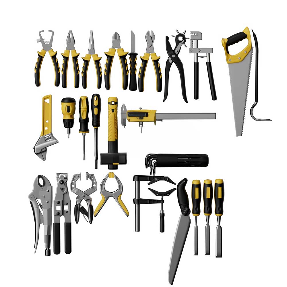 尖嘴钳剥线钳螺丝刀扳手等模型五金工具3D模型下载(C4D,FBX)