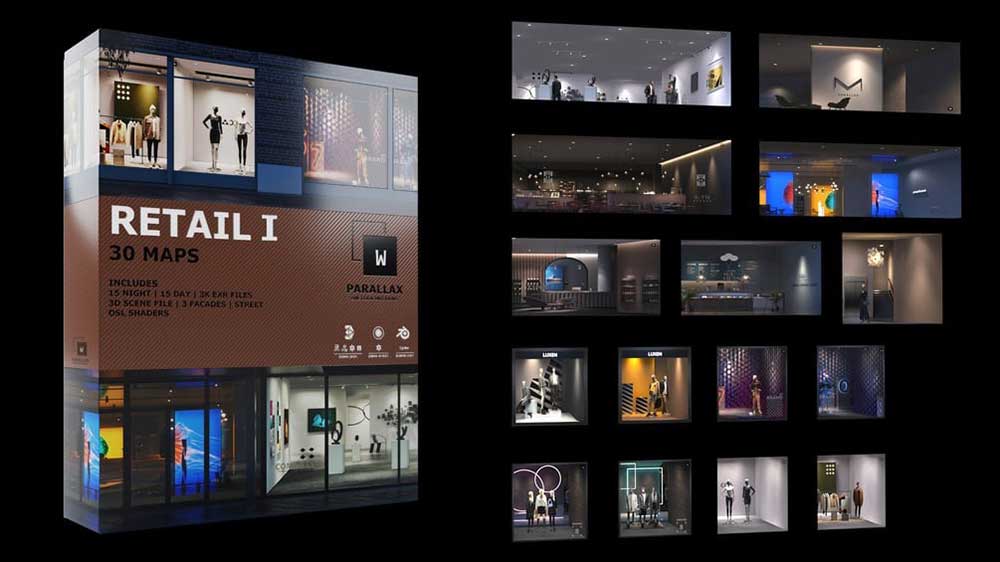 30个零售店贴图商场建筑OSL视差贴图 Retail 1