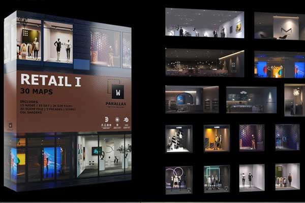 30个零售店贴图商场建筑OSL视差贴图 Retail 1