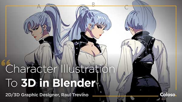 Blender动漫人物插画转3D建模全流程教程(中英字幕) Coloso – Character Illustration to 3D in Blender