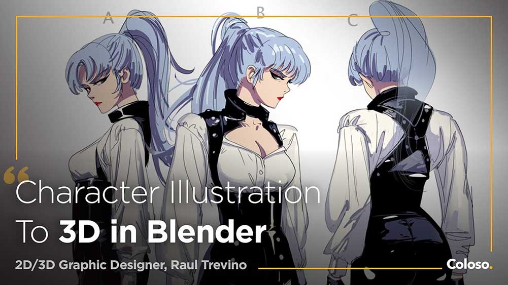 Blender动漫人物插画转3D建模全流程教程(中英字幕) Coloso – Character Illustration to 3D in Blender