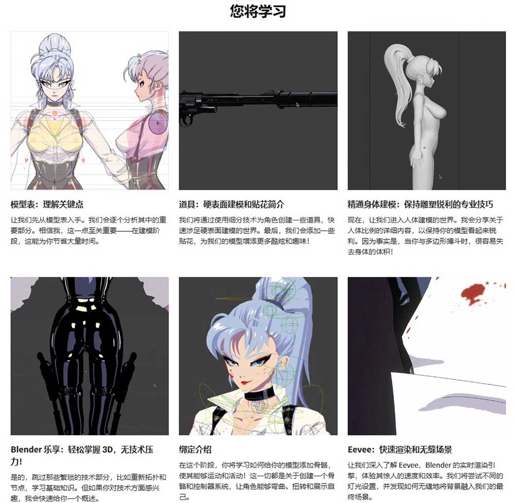 Blender动漫人物插画转3D建模全流程教程(中英字幕) Coloso – Character Illustration to 3D in Blender