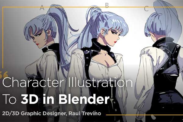 Blender动漫人物插画转3D建模全流程教程(中英字幕) Coloso – Character Illustration to 3D in Blender