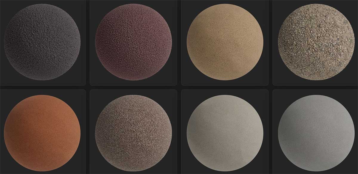 8个GSG灰猩猩沙子沙地沙粒贴图材质与预设下载