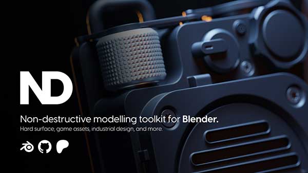 Blender非破坏性科幻硬面建模插件 ND – Non Destructive Modelling v2.1