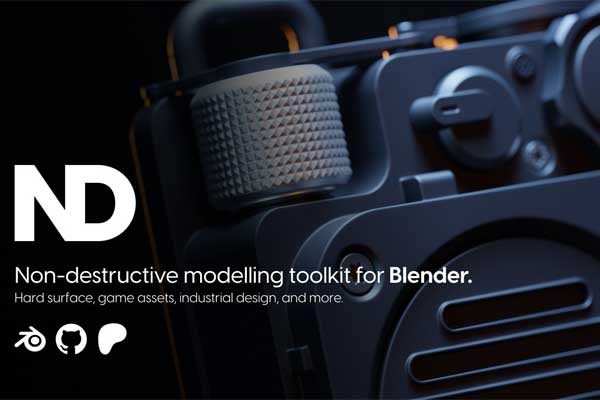 Blender非破坏性科幻硬面建模插件 ND – Non Destructive Modelling v2.1