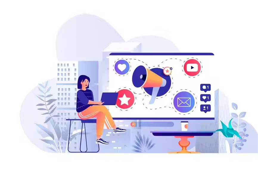 社交媒体营销插图素材 social-media-marketing-illustration