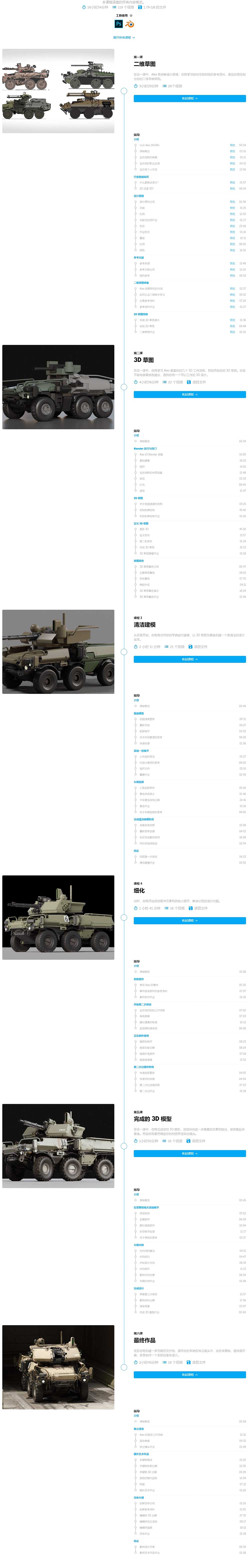 Blender/PS装甲炮车设计建模贴图渲染教程(中英字幕) Learn Squared – Advanced Vehicle Design