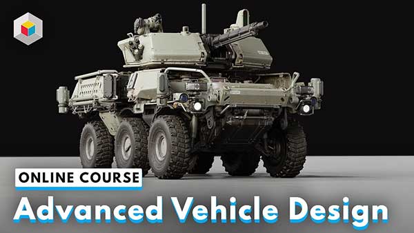 Blender/PS装甲炮车设计建模贴图渲染教程(中英字幕) Learn Squared – Advanced Vehicle Design