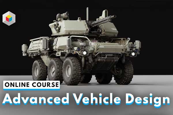 Blender/PS装甲炮车设计建模贴图渲染教程(中英字幕) Learn Squared – Advanced Vehicle Design