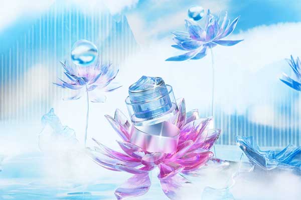 C4D美妆莲花膏状护肤场景RS渲染工程护肤品C4D模型下载