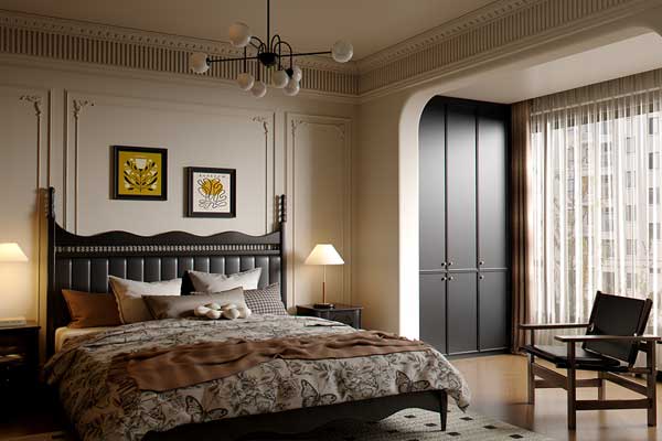 法式风格室内卧室场景RS渲染工程法式卧室C4D模型下载