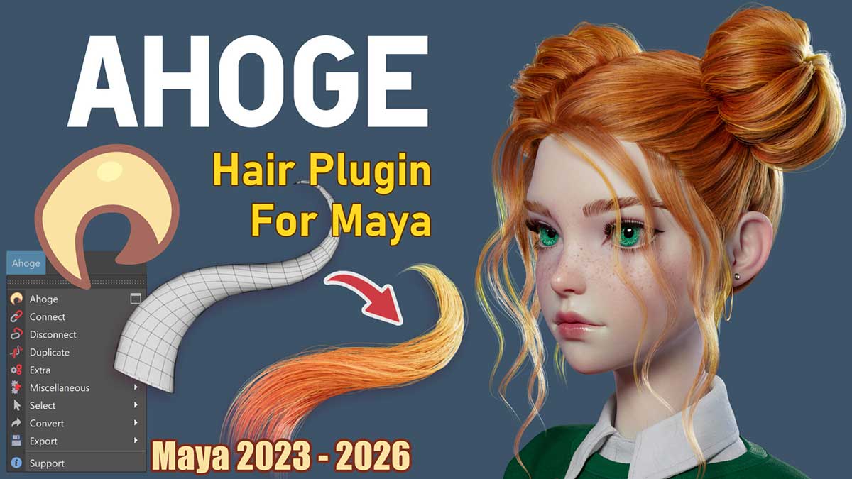 Maya头发制作生成插件 Ahoge 0.9.2 • Hair plugin for Maya