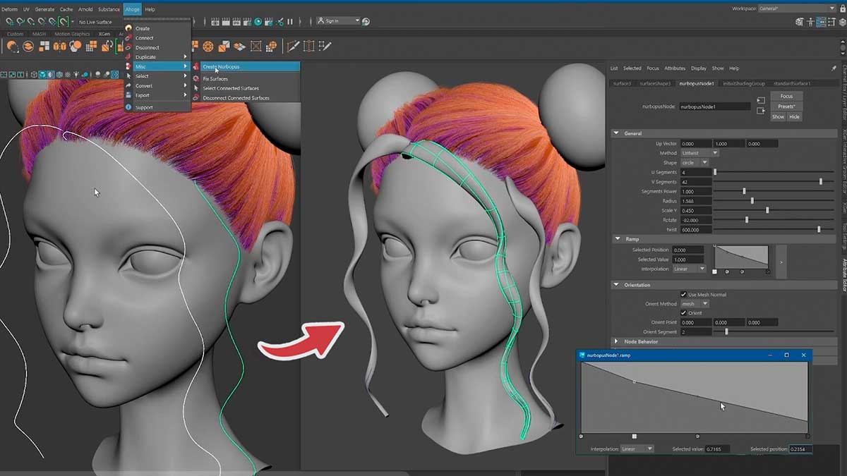 Maya头发制作生成插件 Ahoge 0.9.2 • Hair plugin for Maya