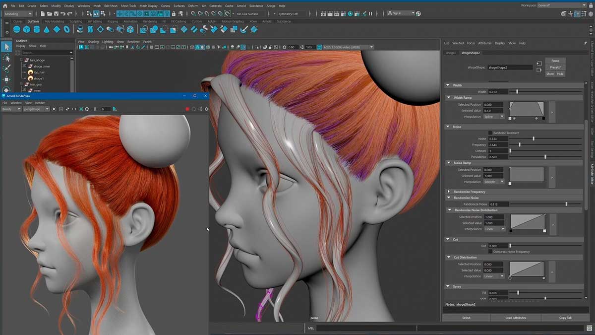Maya头发制作生成插件 Ahoge 0.9.2 • Hair plugin for Maya